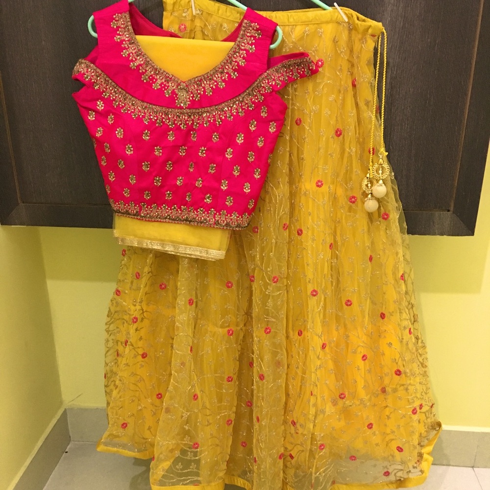 Lehenga in Yellow and Pink - Picture 1 of 16